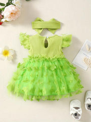 2pcs Baby Girls Butterfly Princess Dress & Headband Set