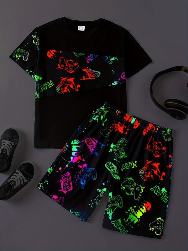 Boys Tie Dye Casual Outfit Set T-shirt & Shorts Kids Summer Clothes