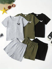 Boys Eagle Print Outfit T shirt & Shorts Summer Kids Clothes