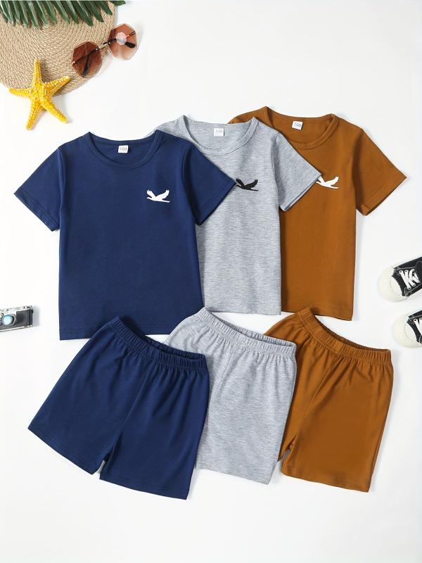 Boys Eagle Print Outfit T shirt & Shorts Summer Kids Clothes