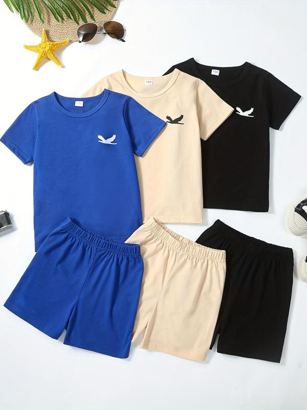 Boys Eagle Print Outfit T shirt & Shorts Summer Kids Clothes