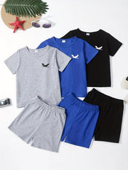 Boys Eagle Print Outfit T shirt & Shorts Summer Kids Clothes