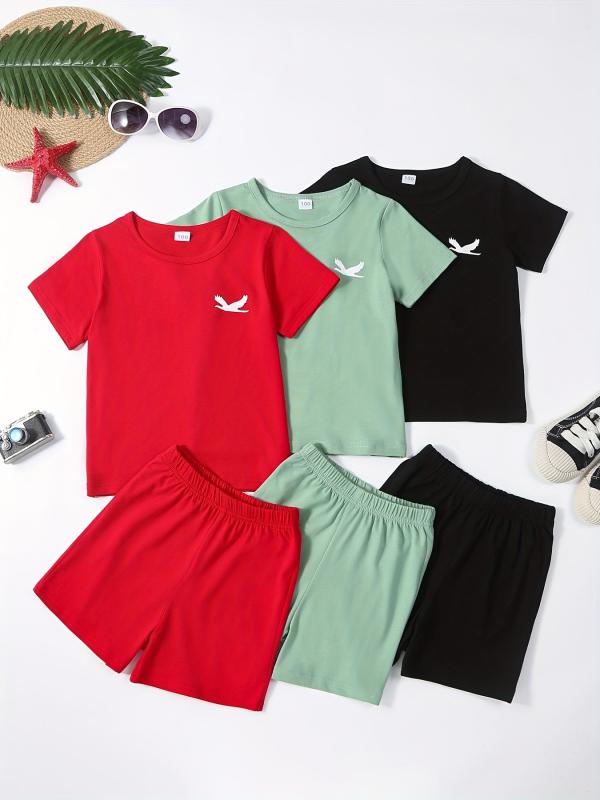 Boys Eagle Print Outfit T shirt & Shorts Summer Kids Clothes