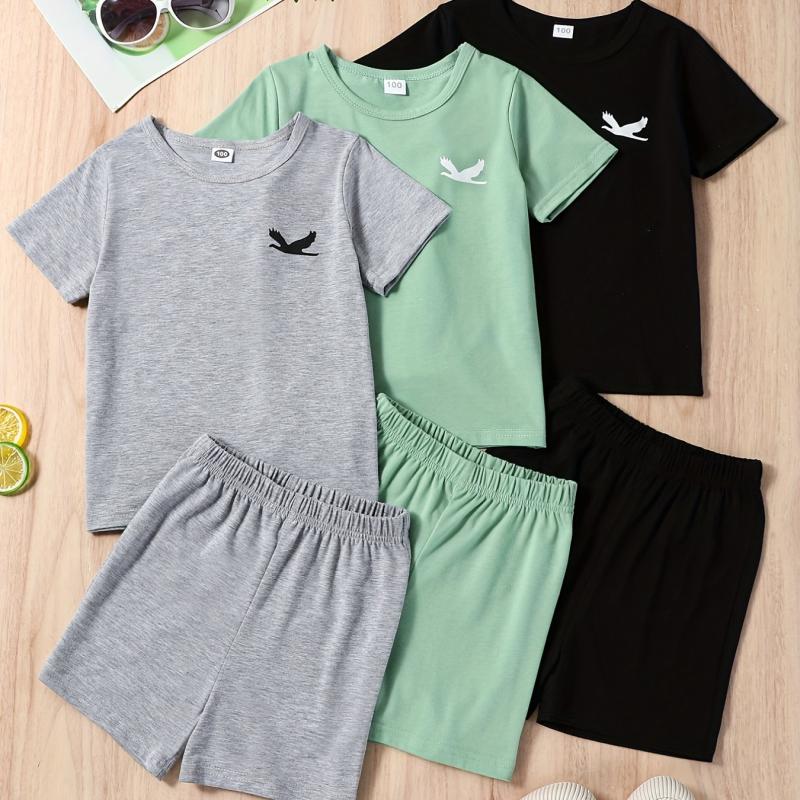 Boys Eagle Print Outfit T shirt & Shorts Summer Kids Clothes