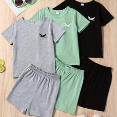 Boys Eagle Print Outfit T shirt & Shorts Summer Kids Clothes