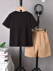 Boys Street Style Game Console Graphic T-shirt & Shorts Set