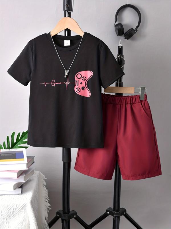 Boys Street Style Game Console Graphic T-shirt & Shorts Set