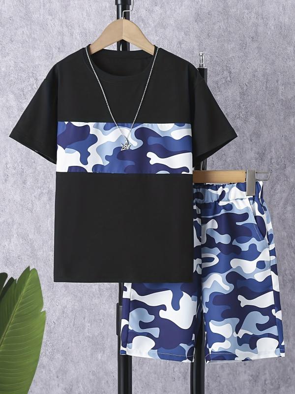 Boys Camo Outfit T-shirt & Shorts Kids Summer Set