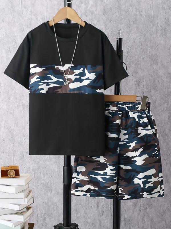 Boys Camo Outfit T-shirt & Shorts Kids Summer Set