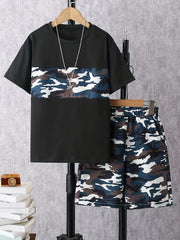 Boys Camo Outfit T-shirt & Shorts Kids Summer Set