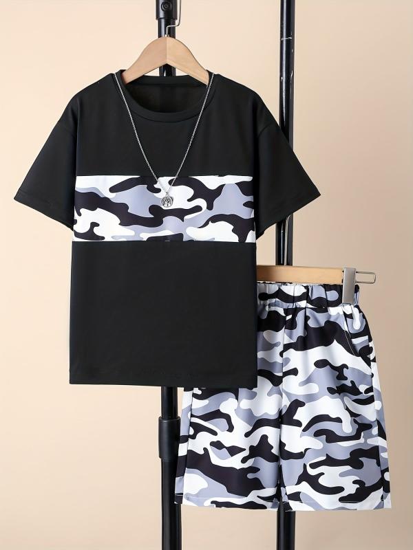 Boys Camo Outfit T-shirt & Shorts Kids Summer Set