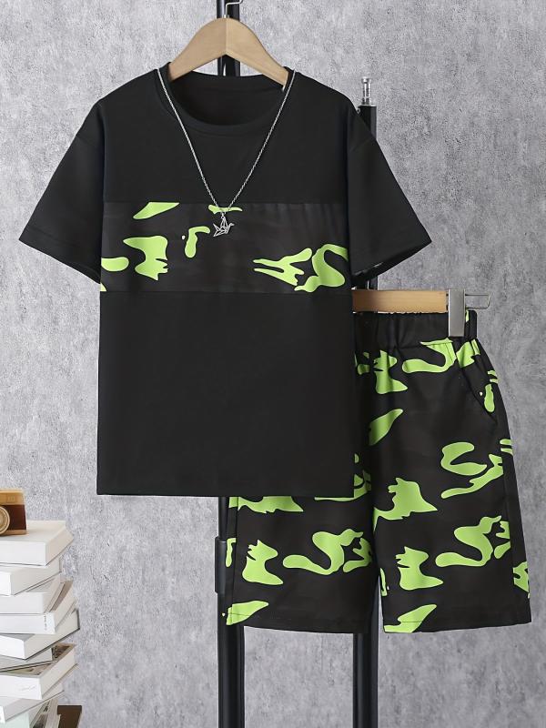 Boys Camo Outfit T-shirt & Shorts Kids Summer Set