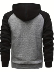 Men's Zip Up Hoodie Raglan Sleeves Casual Loose Fit