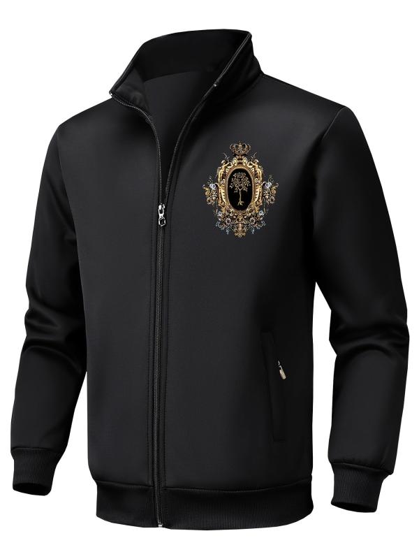 Men's Vintage Zip Up Jacket With Print