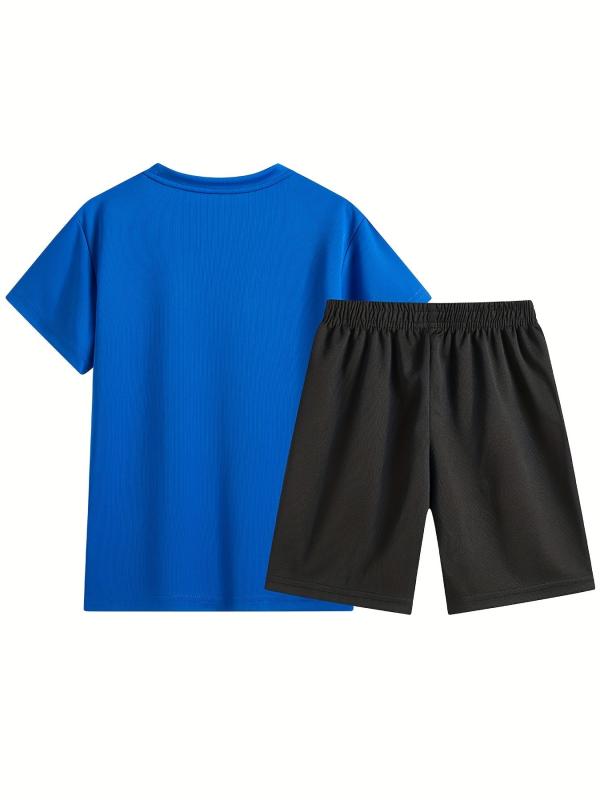 Kids Summer Sports Suit Short Sleeves Round Neck Tops & Bottoms