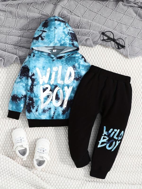 Boys Hoodie & Sweatpants 2pcs Set WILD BOY Print Casual Kids Clothes