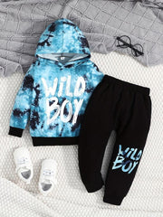 Boys Hoodie & Sweatpants 2pcs Set WILD BOY Print Casual Kids Clothes