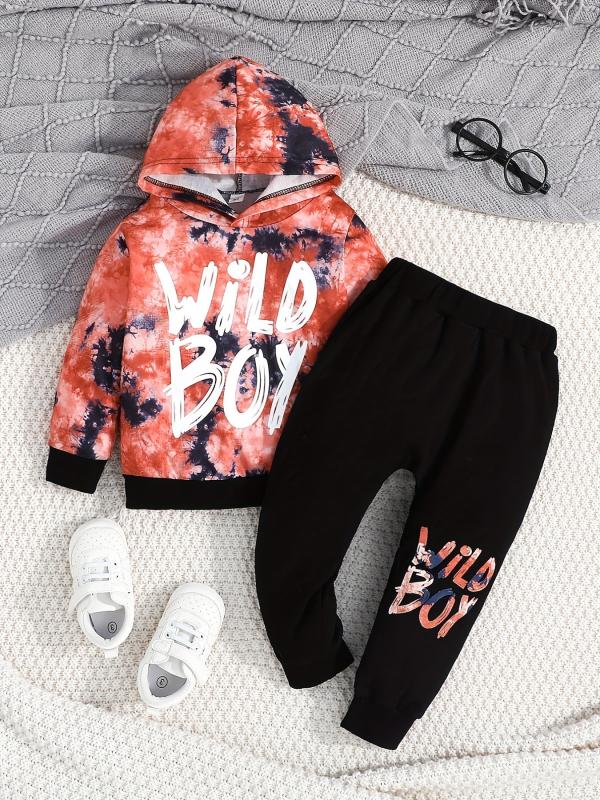 Boys Hoodie & Sweatpants 2pcs Set WILD BOY Print Casual Kids Clothes