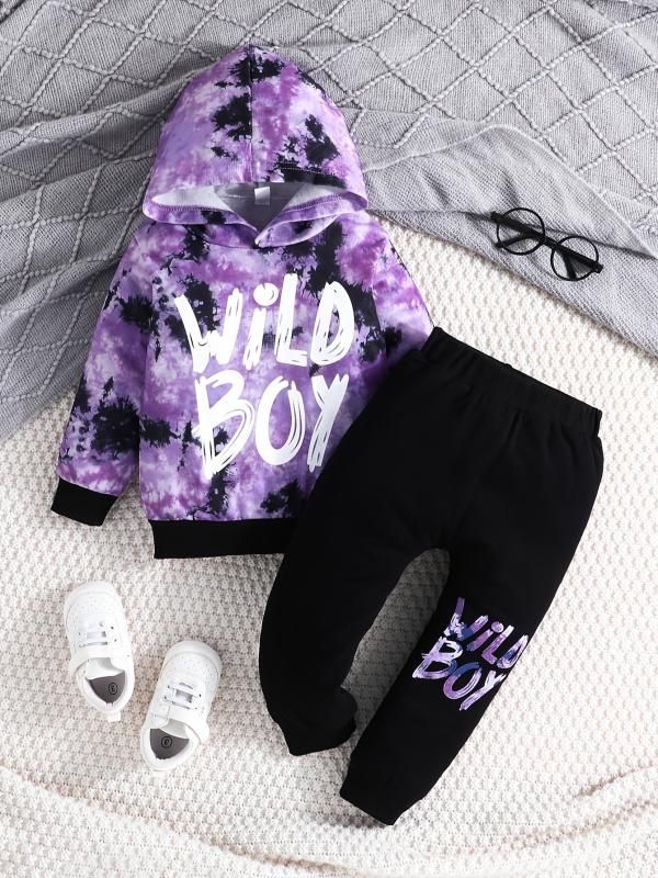 Boys Hoodie & Sweatpants 2pcs Set WILD BOY Print Casual Kids Clothes