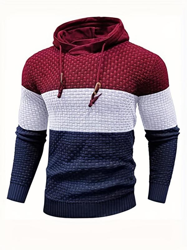 Men's Casual Hooded Pullover Sweater with Drawstring