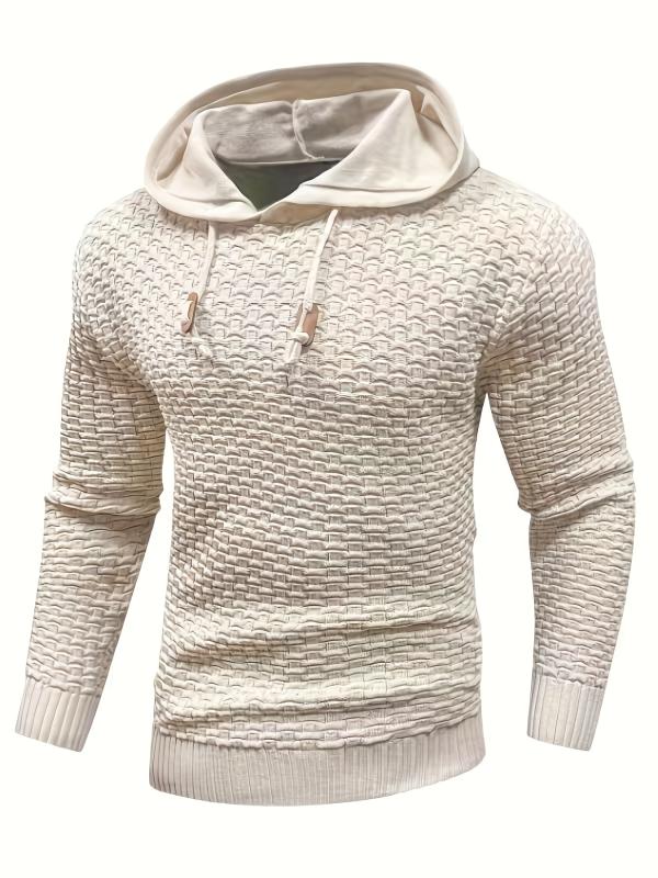 Men's Casual Hooded Pullover Sweater with Drawstring
