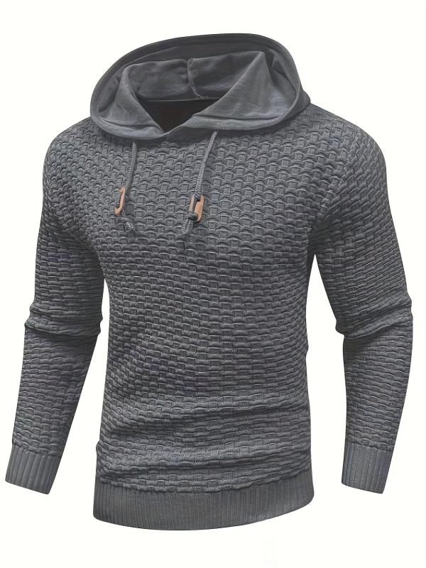 Men's Casual Hooded Pullover Sweater with Drawstring