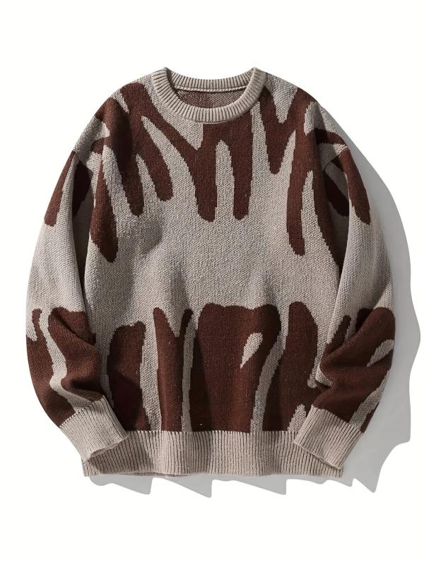 Men's Knitted Sweater Casual Round Neck Pullover for Fall Winter