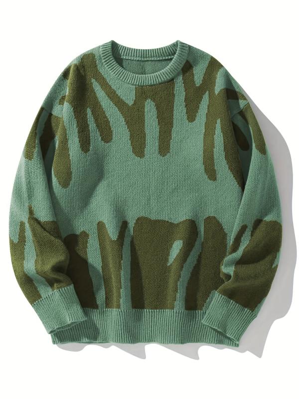 Men's Knitted Sweater Casual Round Neck Pullover for Fall Winter
