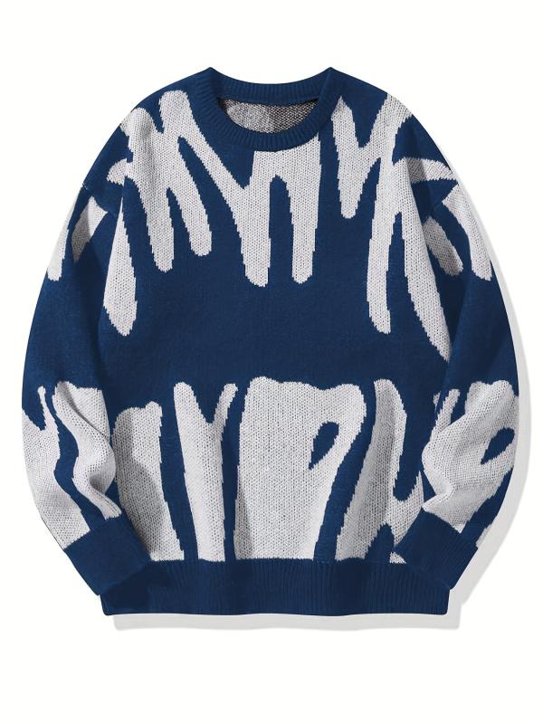 Men's Knitted Sweater Casual Round Neck Pullover for Fall Winter