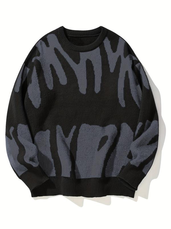 Men's Knitted Sweater Casual Round Neck Pullover for Fall Winter