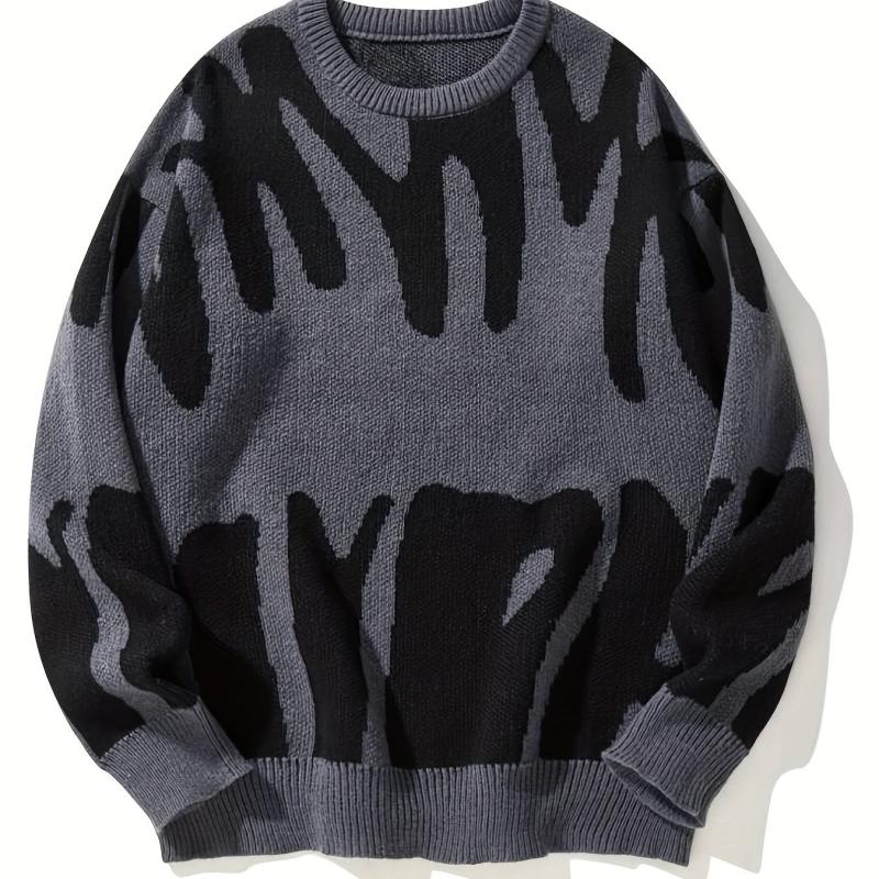 Men's Knitted Sweater Casual Round Neck Pullover for Fall Winter