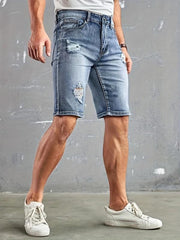 Men's Distressed Denim Shorts for Summer