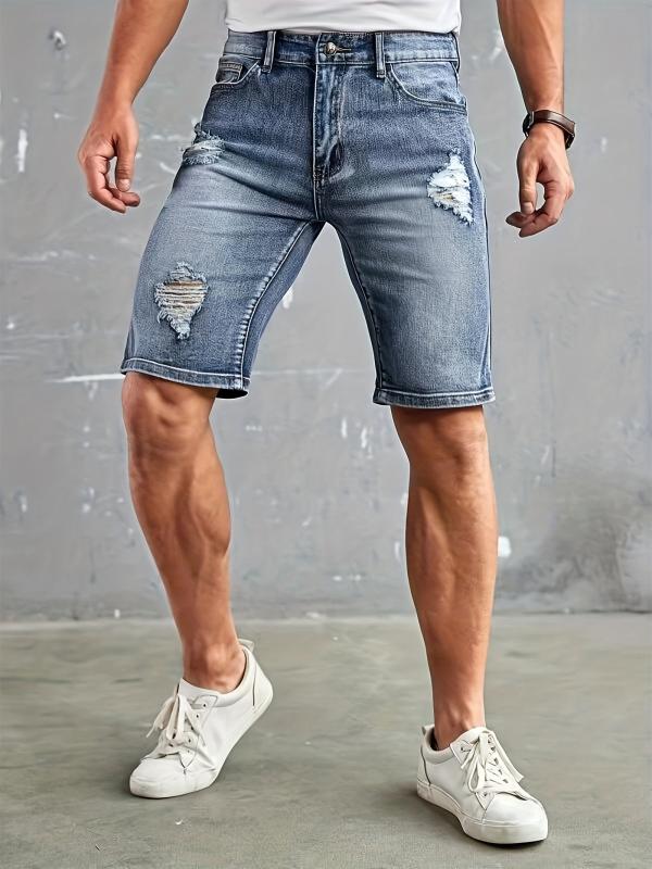 Men's Distressed Denim Shorts for Summer