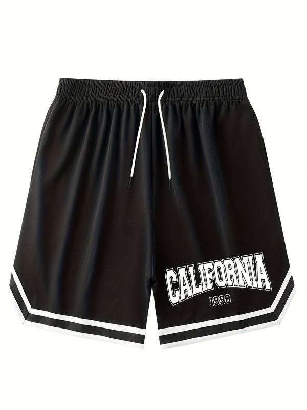 Men's Chicago Print Casual Drawstring Shorts