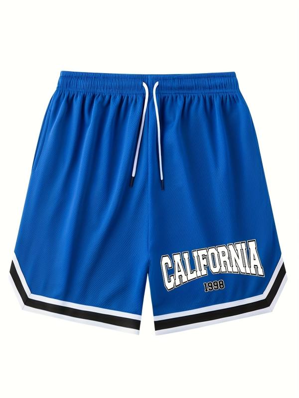 Men's Chicago Print Casual Drawstring Shorts