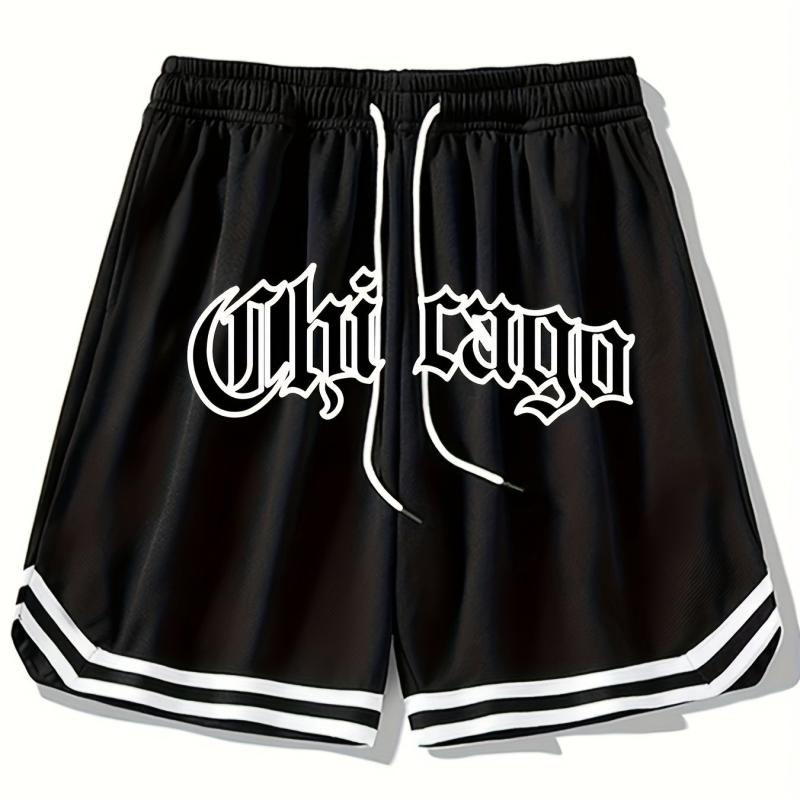 Men's Chicago Print Casual Drawstring Shorts