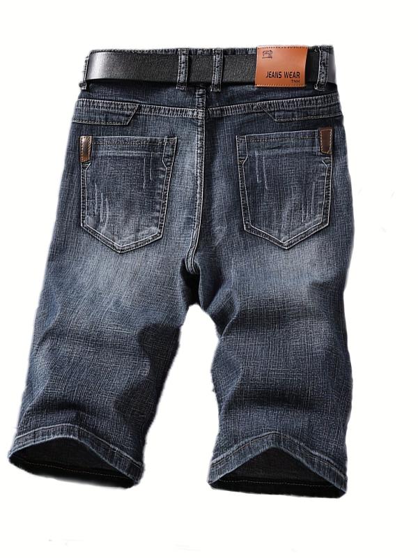 Men's Distressed Denim Shorts Street Style Summer Stretch