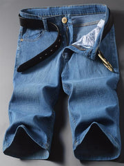 Men's Distressed Denim Shorts Street Style Summer Stretch