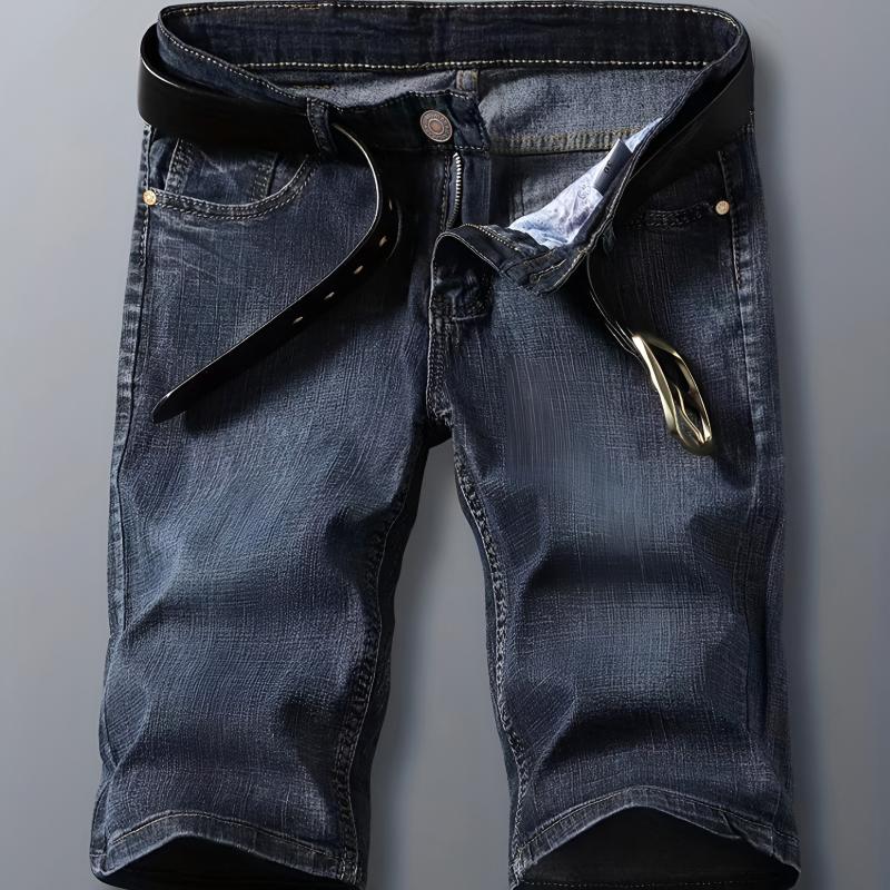 Men's Distressed Denim Shorts Street Style Summer Stretch
