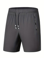 Men's Quick Dry Breathable Shorts, Elastic Waist, Side Pockets