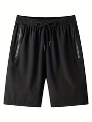 Men's Quick Dry Breathable Shorts, Elastic Waist, Side Pockets