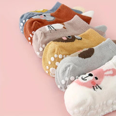 6 Pairs Baby Cartoon Animal Anti Slip Floor Socks