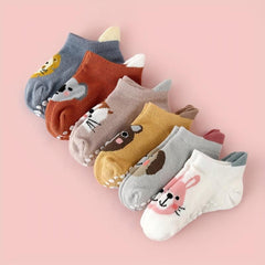 6 Pairs Baby Cartoon Animal Anti Slip Floor Socks