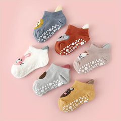 6 Pairs Baby Cartoon Animal Anti Slip Floor Socks