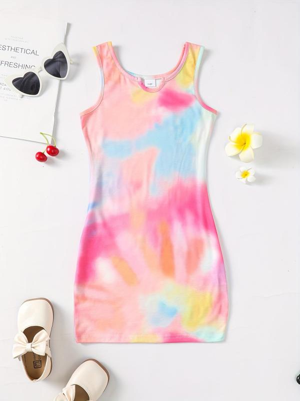 Girls Bodycon Tank Dress Tie Dye for Party Beach Vacation