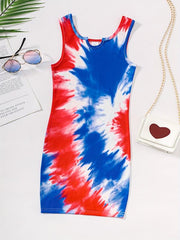 Girls Bodycon Tank Dress Tie Dye for Party Beach Vacation