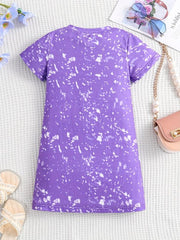 Toddler Girls Bow Figure Pattern Crew Neck T shirt Dress