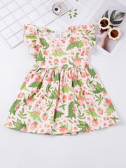 Girls Dinosaur Print Dress Summer Clothes