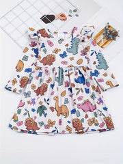 Girls Dinosaur Print Dress Summer Clothes