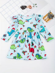 Girls Dinosaur Print Dress Summer Clothes